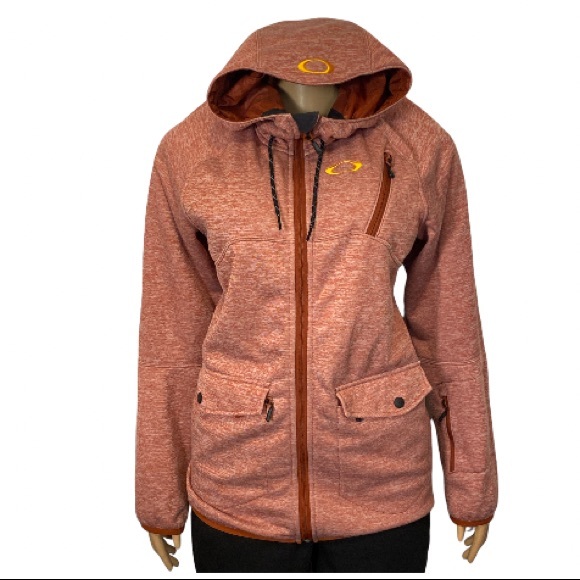 Oakley Jackets & Blazers - OAKLEY HOODIE Jacket heathered peach FULL ZIP Multiple Pockets soft shell Size S